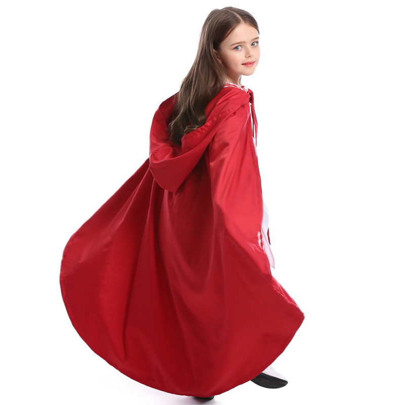 Halloween Costume for Girls Little Red Riding Hood Dress & Red Cloak with hood